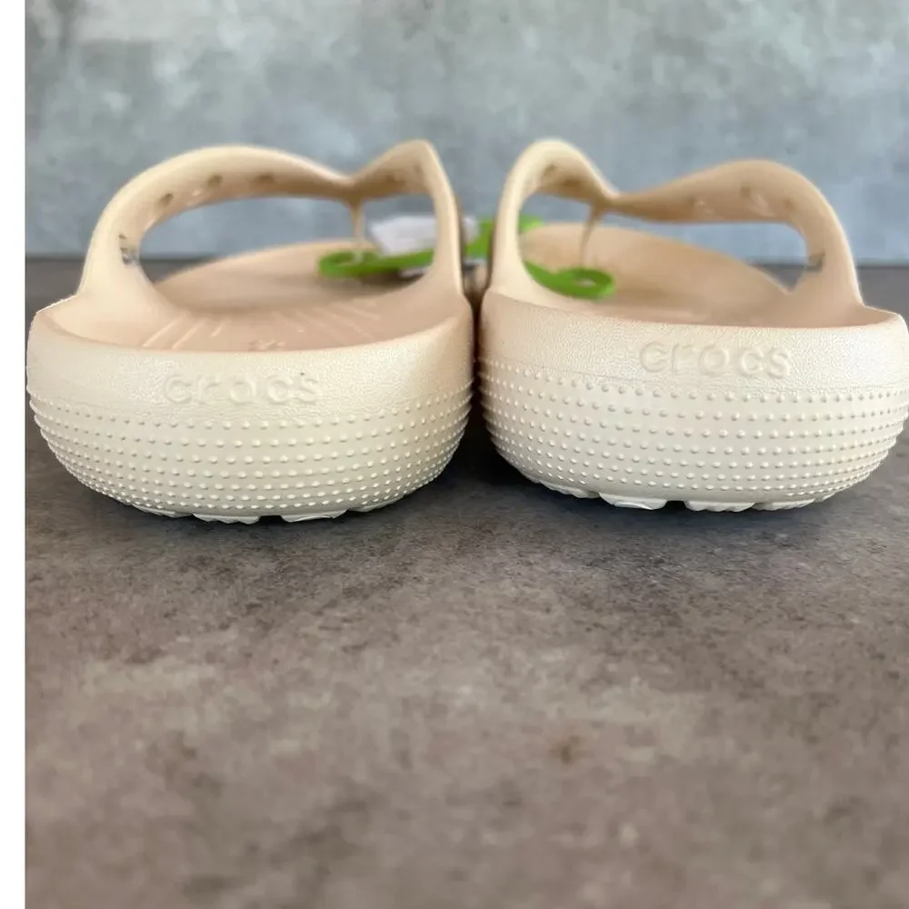 Crocs classic flip v2 Cream NEW mens size 12 flipflop thong sandals comfort NWT